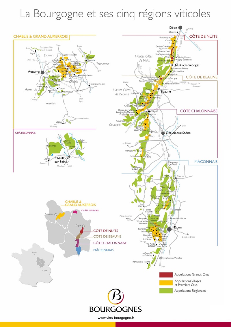 Mapa viñedos Borgoña