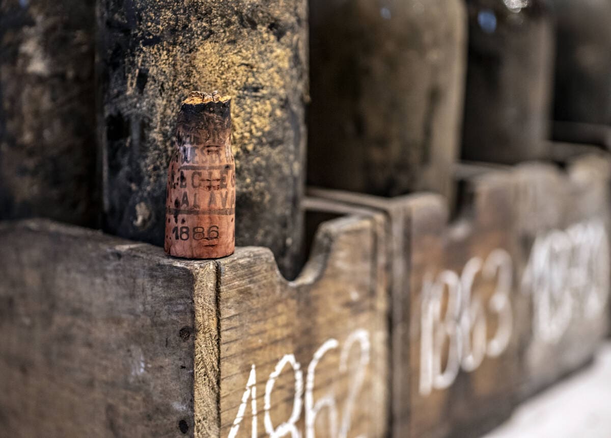 Detalle de corcho de 1886 en la cata histórica de Marqués de Riscal