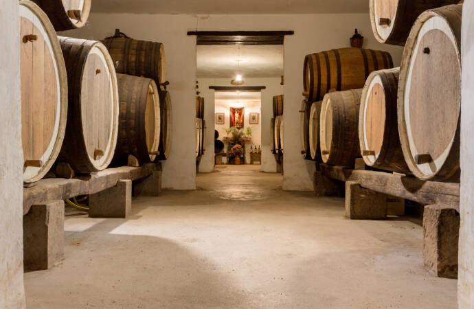 Barriles en interior de la Bodega San Juan.