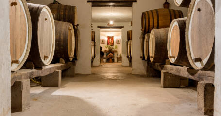 Barriles en interior de la Bodega San Juan.