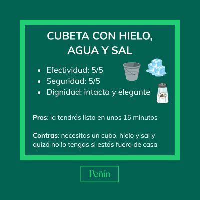 La t&eacute;cnica cl&aacute;sica pero m&aacute;s efectiva: sumergirla en una mezcla de agua, hielo y un poco de sal.