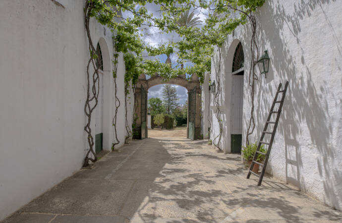 Image of the interior patio of the Góngora winery.