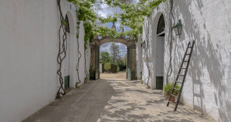 Bild des Innenhofs der Weinkellerei Góngora.