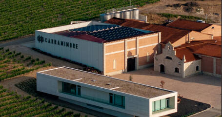 Bird's-eye view of the exterior of the winery.