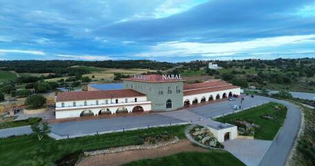 Aerial view of the winery's facade.