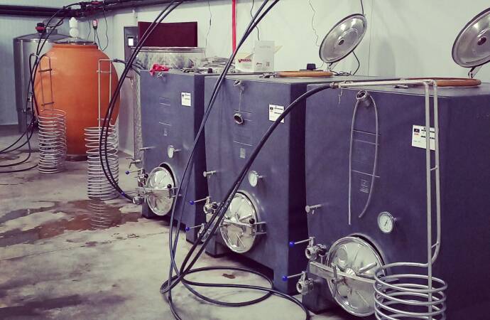 Image of the tanks in the cellar.