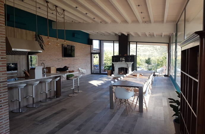 A photo of the winery's living room.