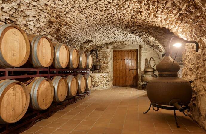 Image of barrels in an underground cellar